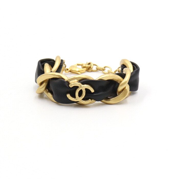 CHANEL Vintage Gold-Tone CC Black Chain Bracelet AA50812 134334597