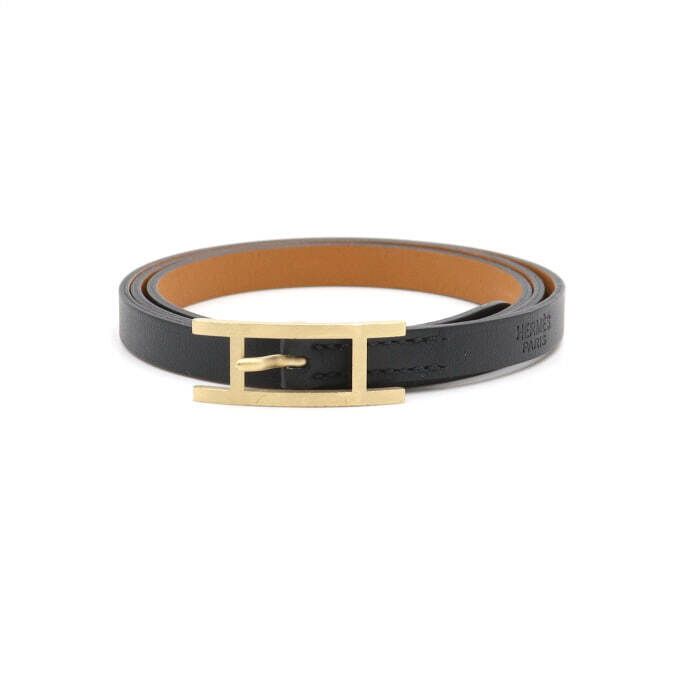 Hermes Black Leather Double Tour T2 Strap Women's Bracelet 50811 134334602