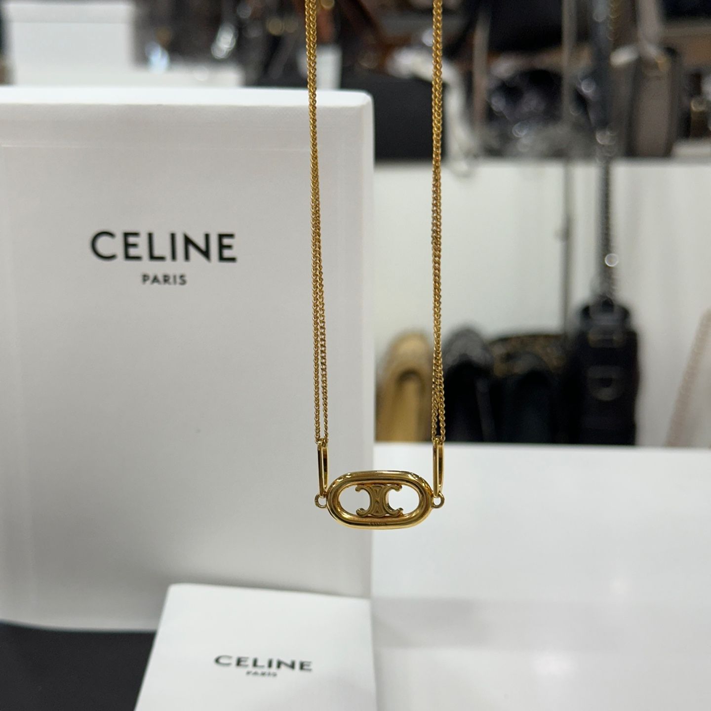 Celine Triomphe Necklace Gold Brass 46S896 134249524