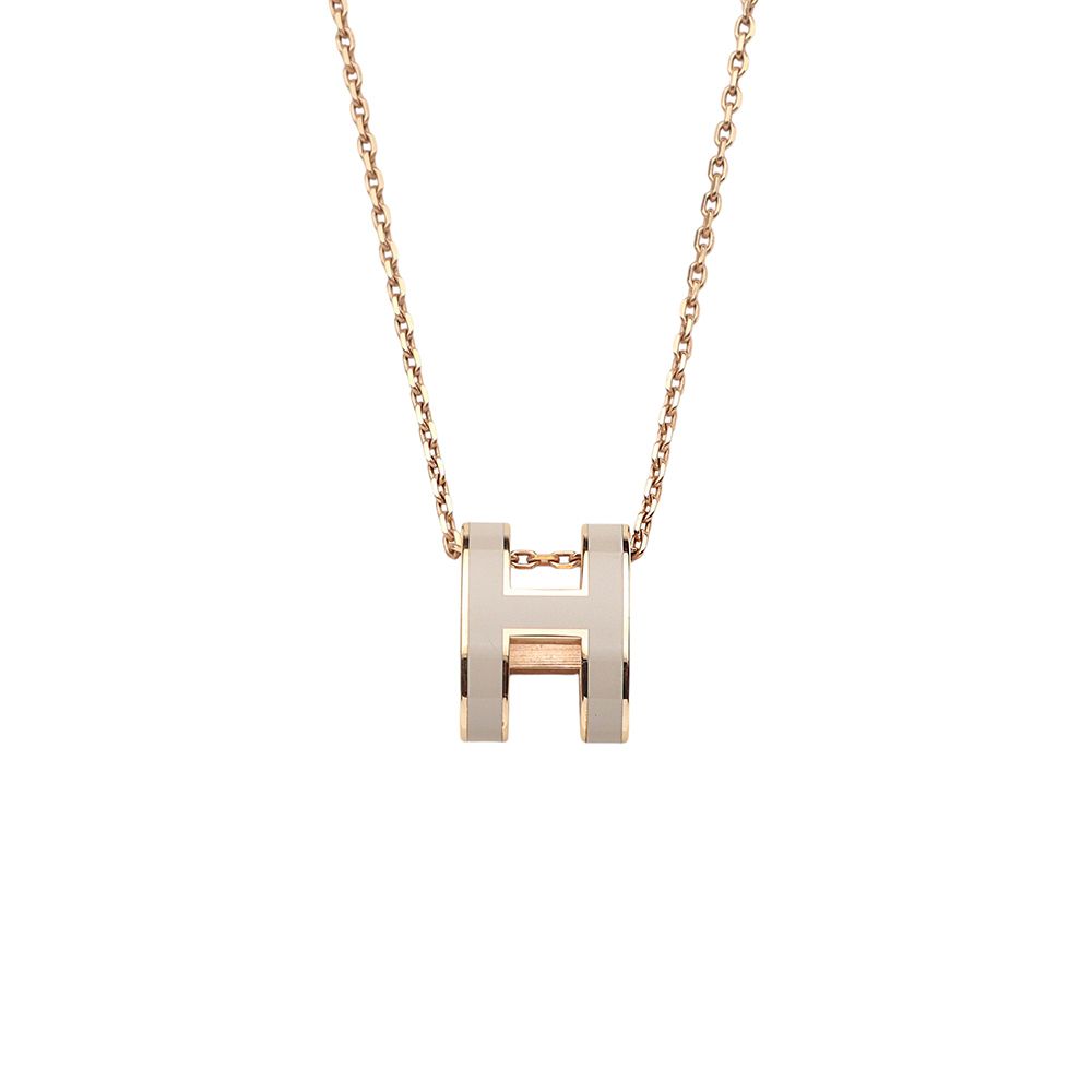 Hermes Pink Gold Maron Glace Popash Necklace 34848-2 134091229