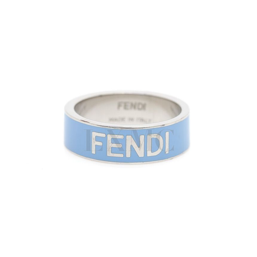 Fendi Logo Ring with Lettering Size 19 Blu Cel Brass 7AJ312 134106753