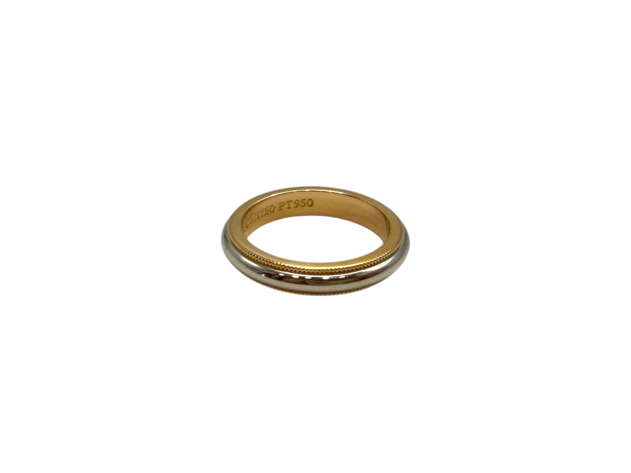 Tiffany & Co Tiffany Milgrain 18K Rose Gold Platinum Combi Ring 7.5 134114451