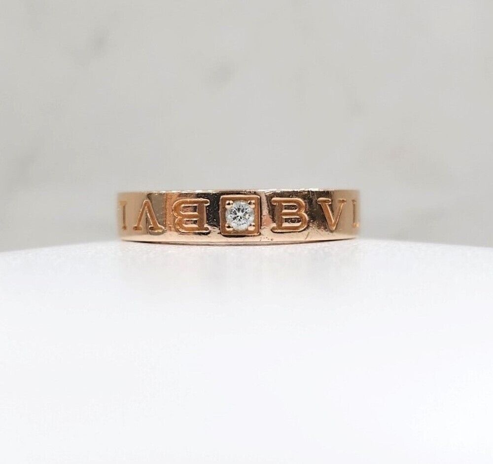Bulgari 18k Diamond Ring 1P 18K Pink Gold Size 15 SKU 133672842