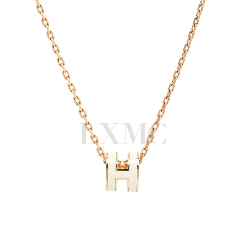 Hermes Mini Pop H Necklace White 134041722