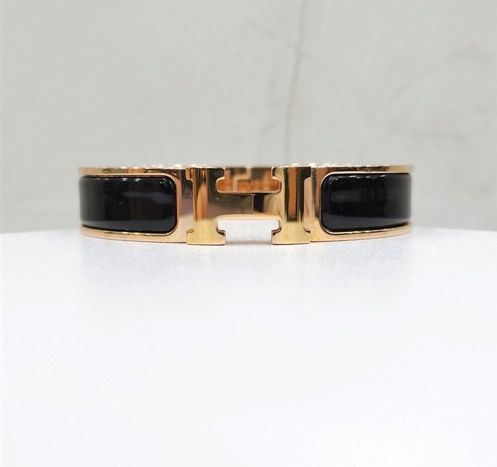 Hermes ClickAsh Bracelet PM Black Gold SKU 133672928