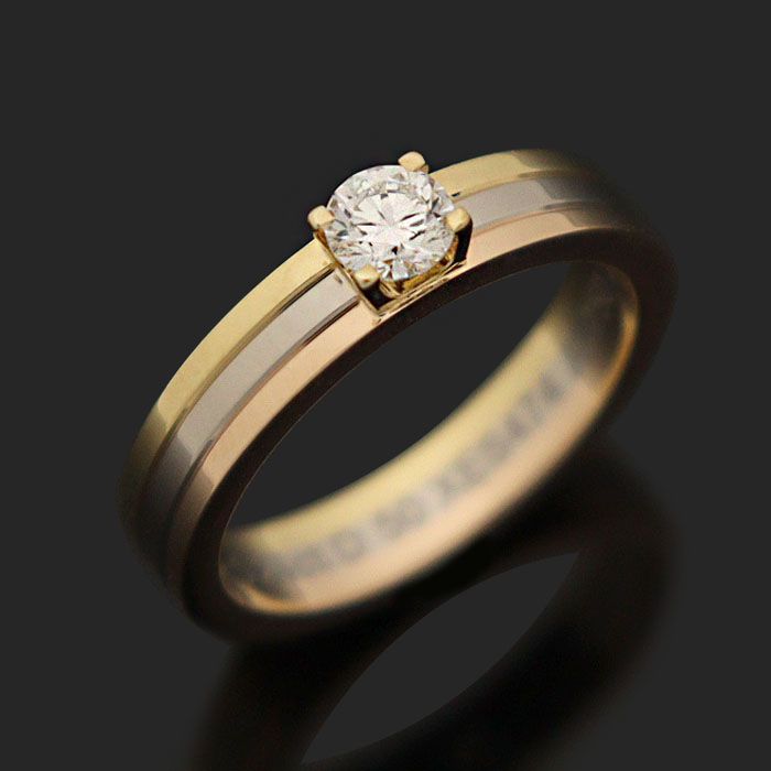 Cartier 18K White Yellow Pink Gold 0.24 Carat Diamond Bandoom Louis Solitaire Ring 50 134039462