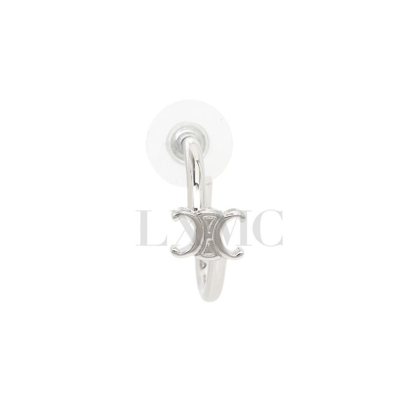 Celine Triomphe Asymmetric Hoop Earring Rhodium Finish Brass 12345 134041078