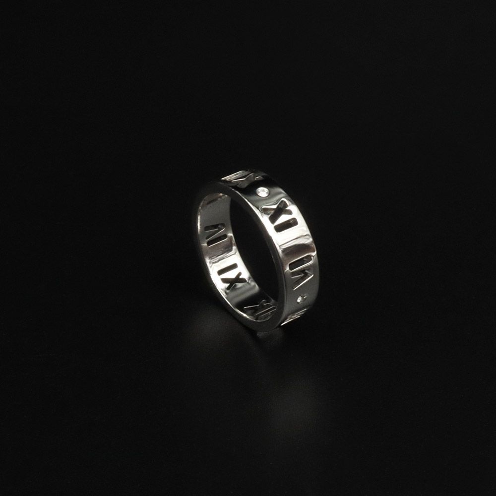 Tiffany & Co Tiffany 18K White Gold 4P Diamond Atlas Pierced Ring 10 133540723