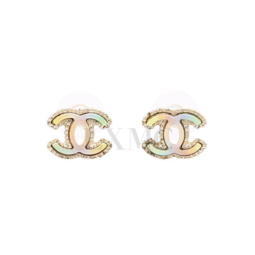 CHANEL Rainbow CC Logo Gold Earrings 11.6x14.8MM 133156857