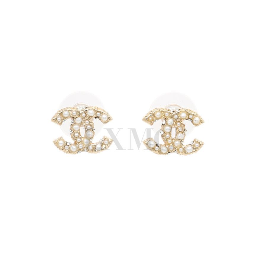 CHANEL Pearl Gold CC Logo Earrings A64766 133156853
