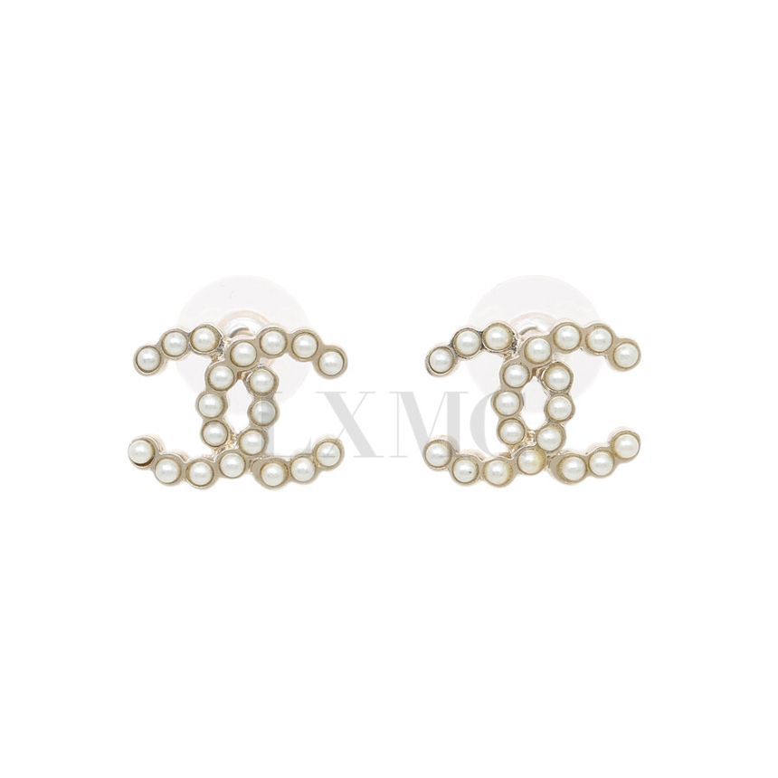 CHANEL Gold Pearl Earrings CC Logo Plated Earrings AB0852 133156852
