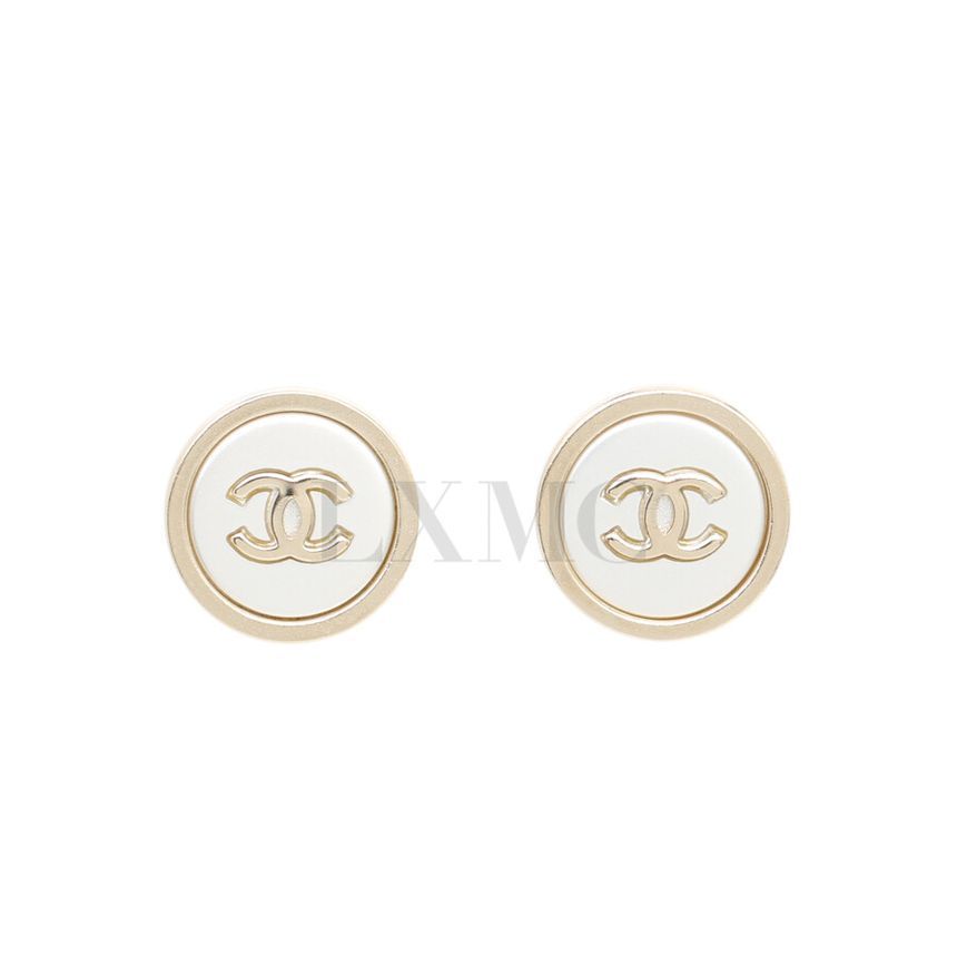 CHANEL Gold CC Logo Coco Button Earrings 133156858