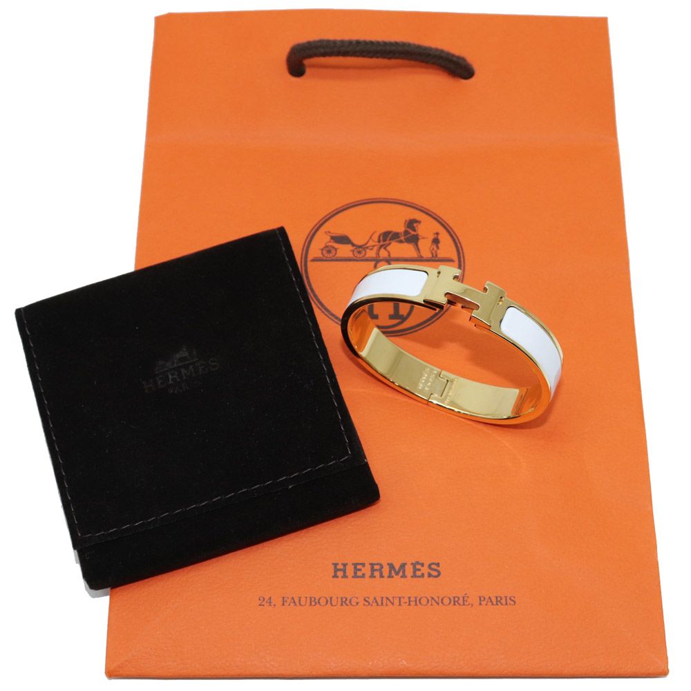 Hermes Hermes Click H Bracelet PM HEloro Gold White 98 133255389