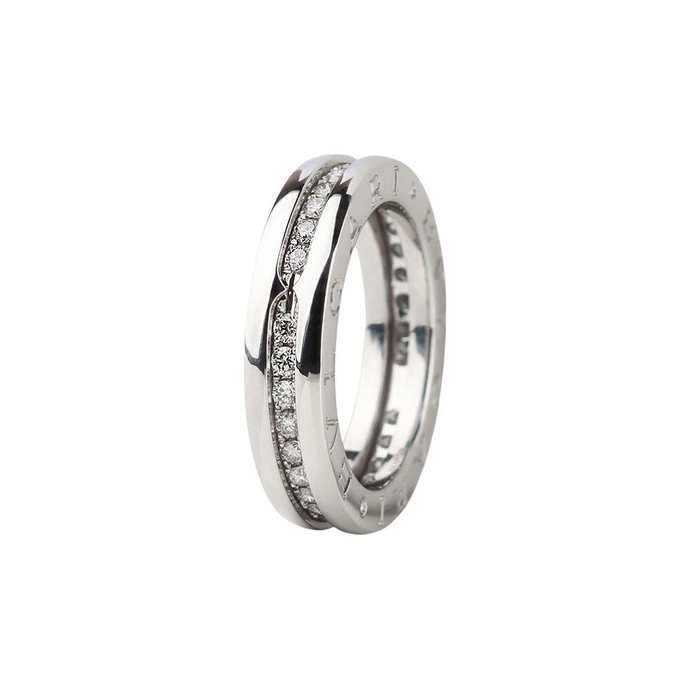 BVLGARI White Gold Pave Diamond B.Zero1 1 Band Ring 50 34648 132718870
