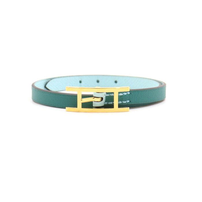 Hermes Green Leather Double Tour T2 Strap Bracelet aa49967 132410226