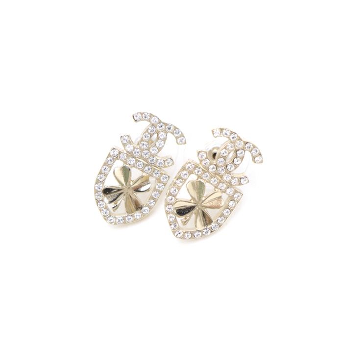 CHANEL Crystal CC Four Leaf Clover Women Earrings 20S 38692 77186060