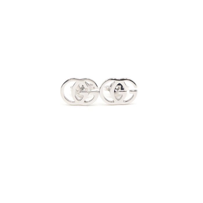 Gucci 094074 18K White Gold GG Stud Earrings 49644 132468309