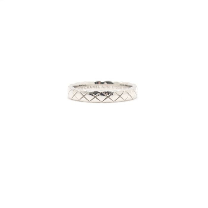 CHANEL 18K White Gold Quilted Coco Crush Mini Ring 11 132468198