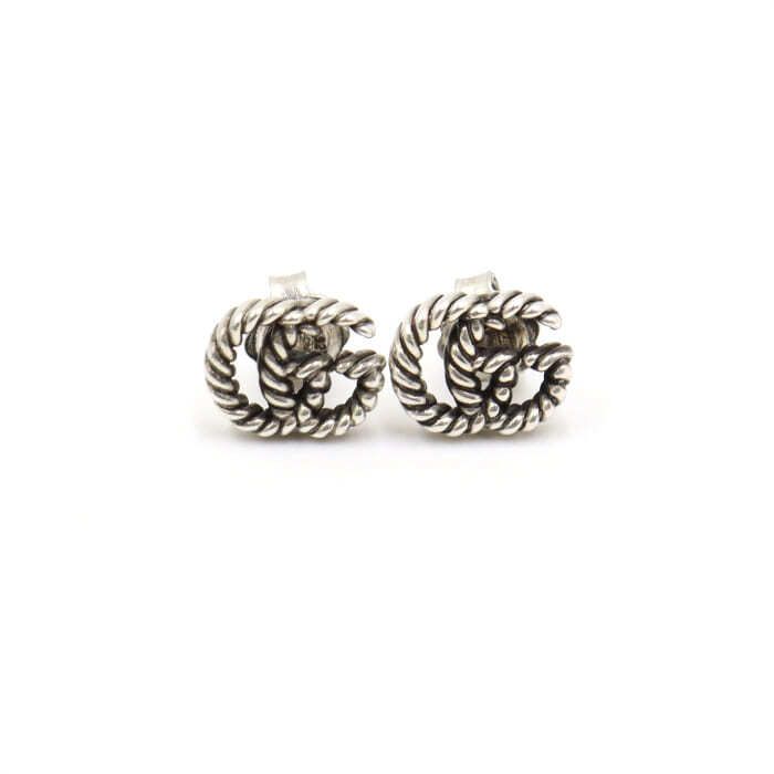Gucci Sterling Silver Torchon Double G Earrings 627755 126786115