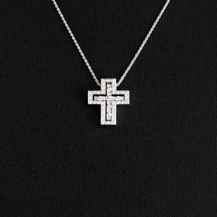 Damiani 18K White Gold 0.60 Carat Diamond Belle Epoque Necklace 23X19MM Medium 20073457 125257113