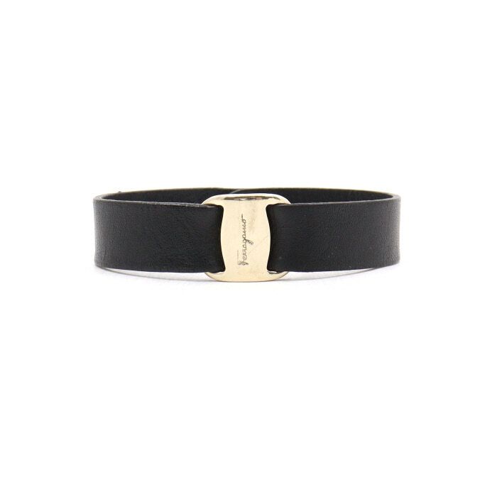 Salvatore Ferragamo Women's Black Logo Leather Bracelet 34 2801 aa46147 120692911