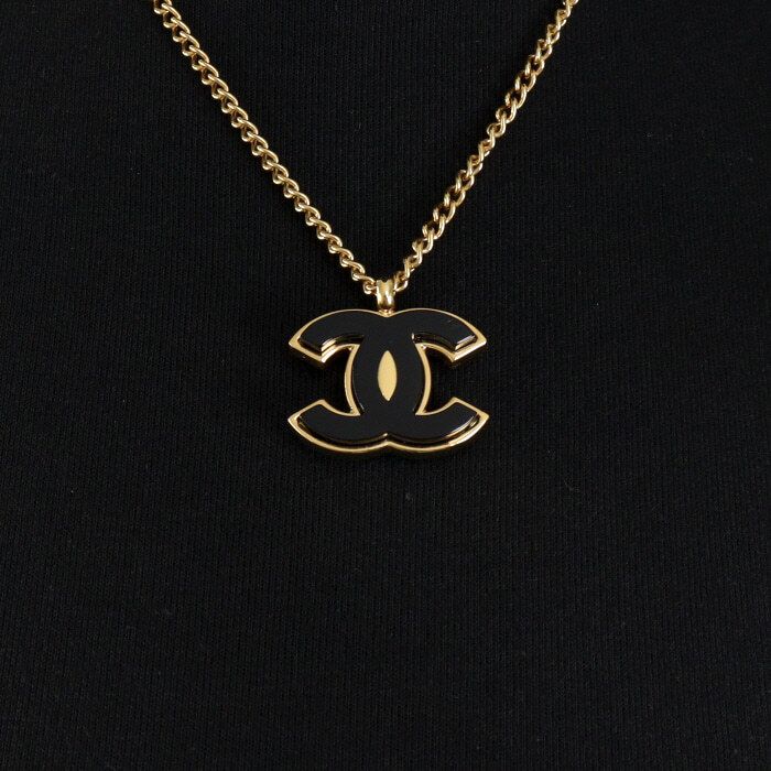 CHANEL CC Black Ceramic Gold Chain Necklace AA45693 119825474