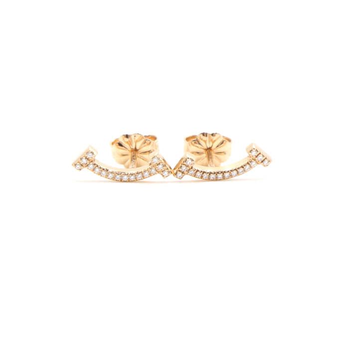 Tiffany & Co Elegant Rose Gold Diamond T-Smile Earring - aa44899 117085655