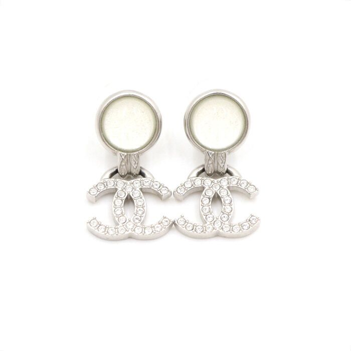 CHANEL Crystal Glass Pearl Women's Drop Earrings ABE403 24 115107380