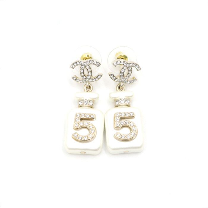 CHANEL AB8469 No. 5 Perfume Crystal Pearl Mini CC Earrings 22 Season 45125 118384141