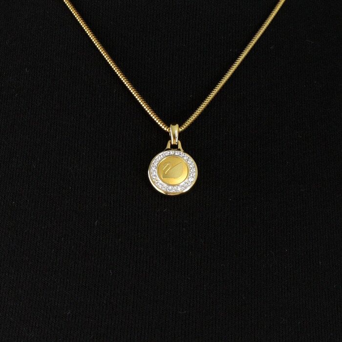 Swarovski Gold-Plated Chain Crystal Round Pearl Necklace AA45530 119403223