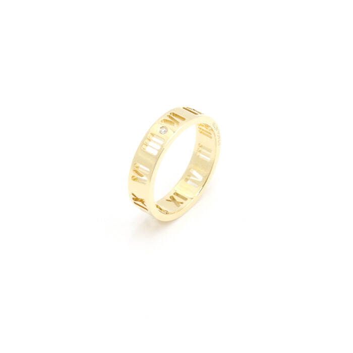 Tiffany & Co 5mm 4P Diamond Atlas Pierced Ring Size 14 in 18K Yellow Gold aa42974 107627778