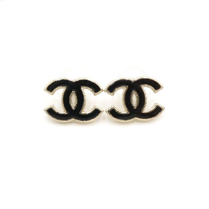 CHANEL Black Resin Gold CC Earrings 22 Season aa42914 103841956