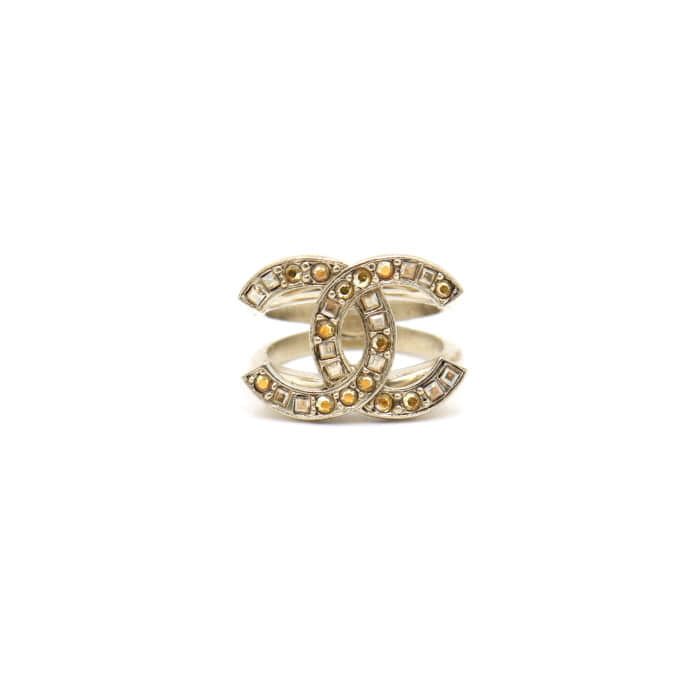 CHANEL Crystal CC Logo Ring 12 92542111