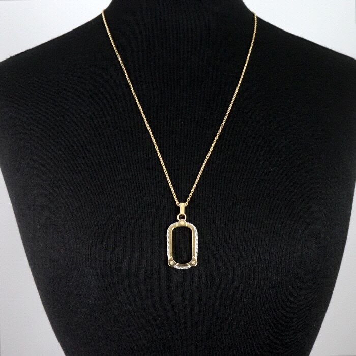 Fred 18K Gold Foresten Winch Pendant + Stone Caliber Chain Necklace aa43255 111312478