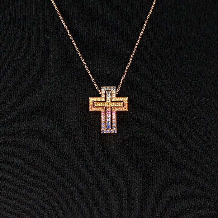 Damiani Rainbow Sapphire Bell Fork Necklace 20X26MM AA41983 100328574