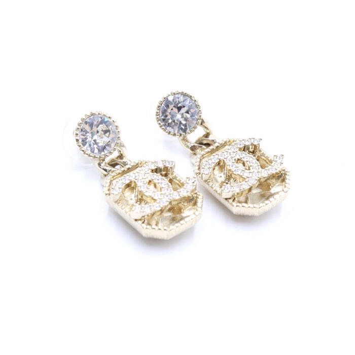 CHANEL ABC571 Crystal Gold CC Women's Earrings 38258 76417129