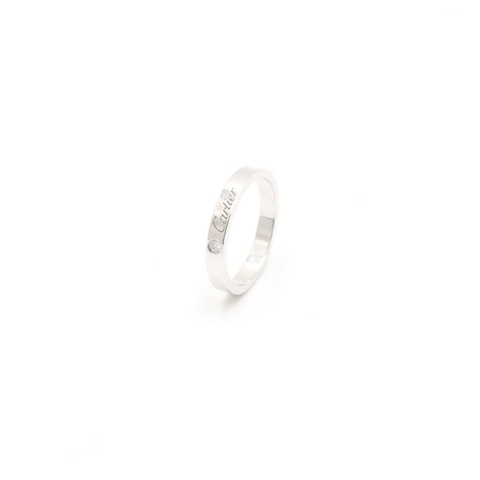 Cartier C De 3mm 1P Diamond Platinum Wedding Band Ring 17 91041188