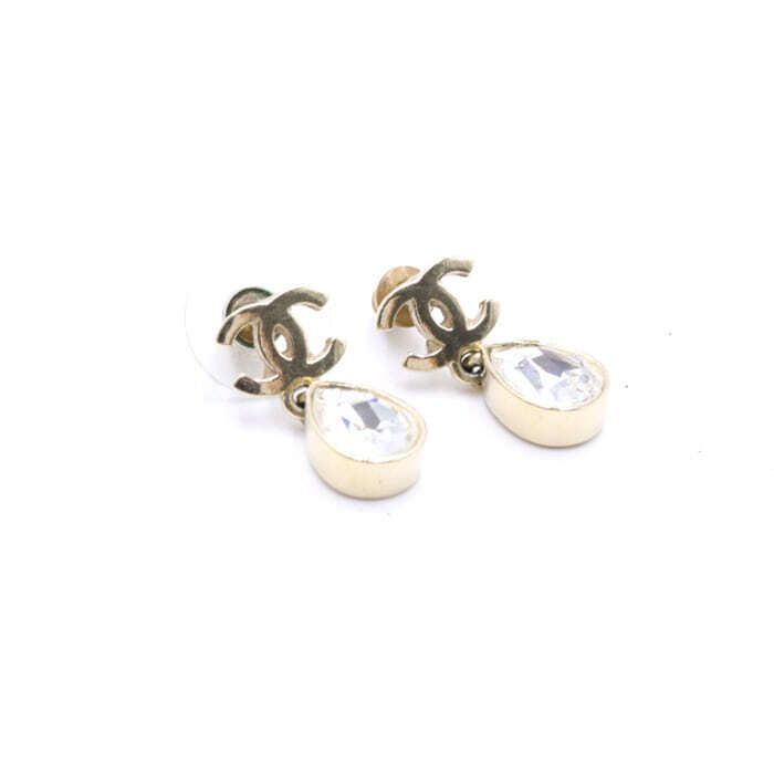 CHANEL AB7586 CC Logo Crystal Drop Earrings 22SS 71543823