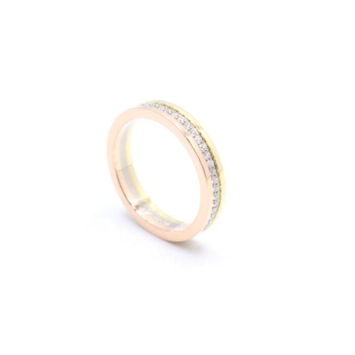 Cartier 18K Tri-Color Gold Bando Louis Wedding Band with 53 Diamonds 9 76551287