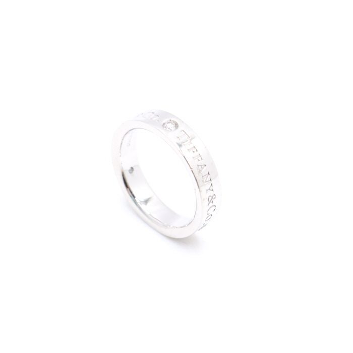 Tiffany & Co 18K White Gold Brilliant 3P Diamond TCO 4mm Band Ring Size 7 (SKU: aa36805) 73674464