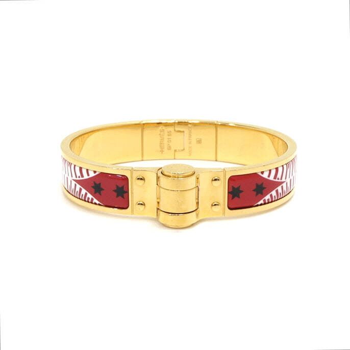 Hermes Charnier PM Gold Metal Printed Bangle Bracelet AA36913 72925621