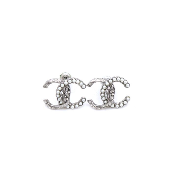 CHANEL 18 Season Crystal Pearl CC Logo Earrings AA38707 77186061