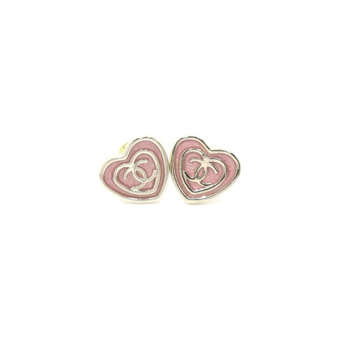 CHANEL ABD346 Pink Gold Heart CC Earrings 24S 40276 88920877