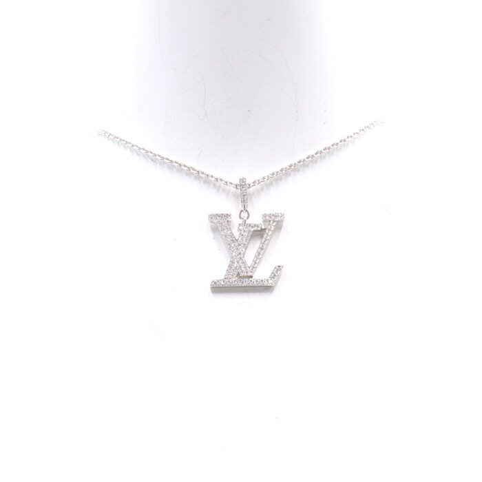 Louis Vuitton 18K White Gold Diamond Edil Blossom LV Pendant Necklace A36574 72058001