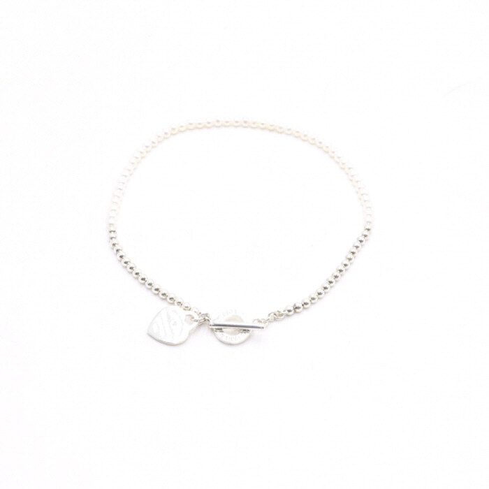 Tiffany & Co Silver 1P Diamond Pearl Small Double Strap Women's Bracelet aa37884 76551315