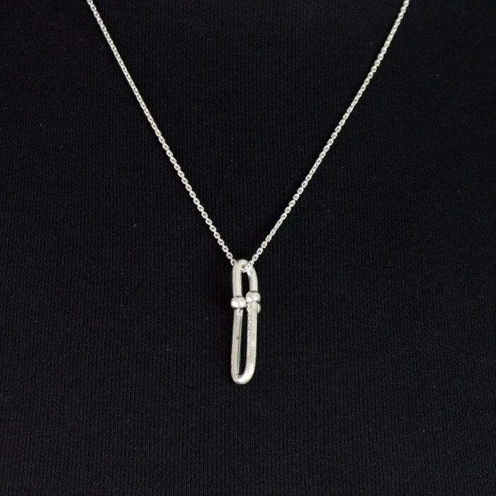 Tiffany & Co Sterling Silver Double Link Pendant Necklace aa40249 88920882