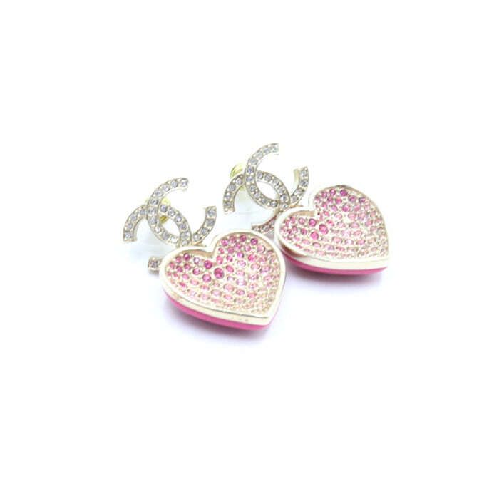 CHANEL ABA403 Crystal CC Heart Pendant Drop Earrings 23SS 31366 57885409