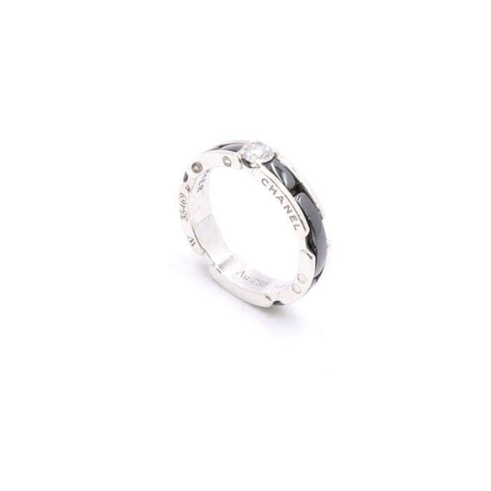 CHANEL J3095 18K White Gold 0.20 Carat 1P Diamond Black Ceramic Ultra Ring 11 59971053