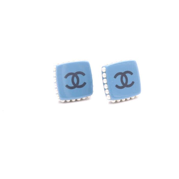 CHANEL 15 Season Blue Square CC Earrings 33091 61188666