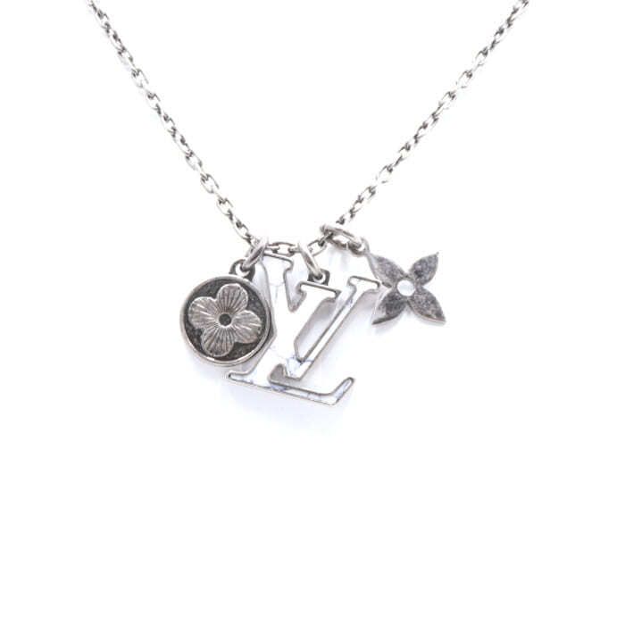 Louis Vuitton Turquoise LV Logo Pendant Silver Metal Necklace 2.1M00317 47132757
